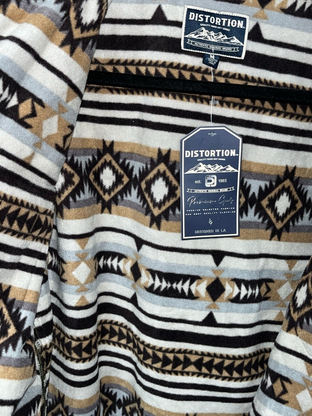 Distortion Olive Green Corduroy Aztec Fleece Lined Jacket Size M - Picture 6 of 8